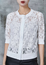 Load image into Gallery viewer, Simple White Hollow Out Lace Shirt Summer