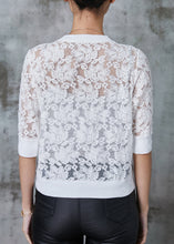 Load image into Gallery viewer, Simple White Hollow Out Lace Shirt Summer