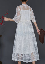 Load image into Gallery viewer, Simple White Hollow Out Lace Two Pieces Set Summer