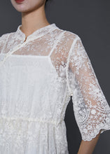 Load image into Gallery viewer, Simple White Hollow Out Lace Two Pieces Set Summer