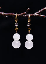 Load image into Gallery viewer, Simple White Jade Gourd Drop Earrings