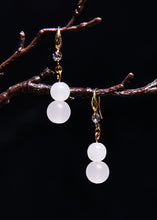 Load image into Gallery viewer, Simple White Jade Gourd Drop Earrings