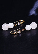 Load image into Gallery viewer, Simple White Jade Gourd Drop Earrings