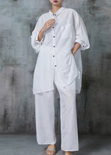 Load image into Gallery viewer, Simple White Oversized Side Open Cotton Two Pieces Set Summer