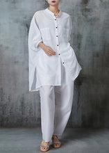 Load image into Gallery viewer, Simple White Oversized Side Open Cotton Two Pieces Set Summer