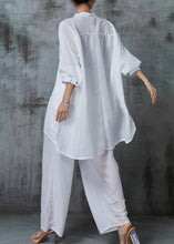 Load image into Gallery viewer, Simple White Oversized Side Open Cotton Two Pieces Set Summer