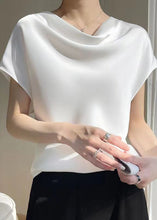 Load image into Gallery viewer, Simple White Solid Turtle Neck Silk T Shirts Summer