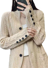 Load image into Gallery viewer, Simple White Stand Collar Button Cozy Knit Coat Fall