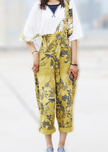 Load image into Gallery viewer, Simple Yellow Oversized Print Cotton Denim Jumpsuits Spring