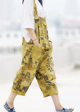 Load image into Gallery viewer, Simple Yellow Oversized Print Cotton Denim Jumpsuits Spring