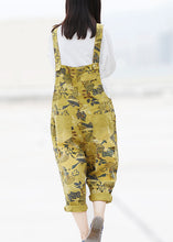 Load image into Gallery viewer, Simple Yellow Oversized Print Cotton Denim Jumpsuits Spring