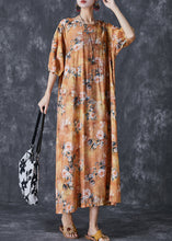 Load image into Gallery viewer, Simple Yellow Print Cotton Beach Dresses Lantern Sleeve