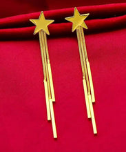 Load image into Gallery viewer, Skinny Gold Sterling Silver Overgild Star Tassel Drop Earrings