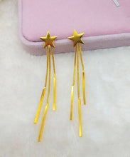 Load image into Gallery viewer, Skinny Gold Sterling Silver Overgild Star Tassel Drop Earrings