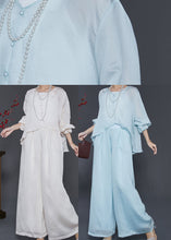 Load image into Gallery viewer, Sky Blue Silk Two Pieces Set Oversized Low High Design Spring