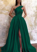 Load image into Gallery viewer, Slim Fit Green Cold Shoulder Side Open Cotton Dress Sleeveless