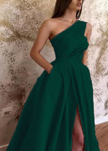 Load image into Gallery viewer, Slim Fit Green Cold Shoulder Side Open Cotton Dress Sleeveless