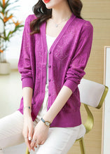 Load image into Gallery viewer, Slim Fit Purple Button Thin Ice Size Knit Cardigan Summer