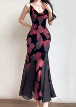 Load image into Gallery viewer, Slim Fit Red Butterfly Print Chiffon Spaghetti Strap Dress Sleeveless