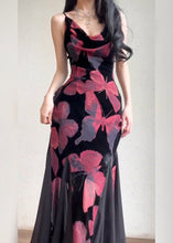 Load image into Gallery viewer, Slim Fit Red Butterfly Print Chiffon Spaghetti Strap Dress Sleeveless