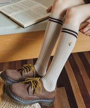 Load image into Gallery viewer, Spring And Autumn Girls Pure Cotton Jacquard Over The Calf Socks