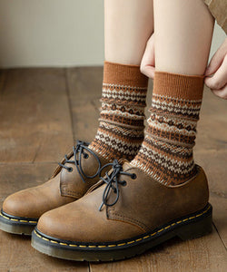 Spring And Autumn Simple British Striped Warm Mid Calf Socks