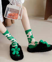 Load image into Gallery viewer, Spring And Summer Green Graffiti Thin Breathable Mid Calf Socks