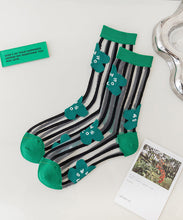 Load image into Gallery viewer, Spring And Summer Green Graffiti Thin Breathable Mid Calf Socks