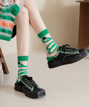 Load image into Gallery viewer, Spring And Summer Green Graffiti Thin Breathable Mid Calf Socks