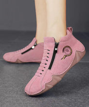 Load image into Gallery viewer, Spring New Pink Comfortable Zipper Spliced Flat Shoes