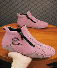 Load image into Gallery viewer, Spring New Pink Comfortable Zipper Spliced Flat Shoes