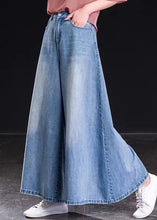 Load image into Gallery viewer, Spring Versatile Light Blue Pockets Denim Wide Leg Pants