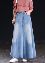 Load image into Gallery viewer, Spring Versatile Light Blue Pockets Denim Wide Leg Pants