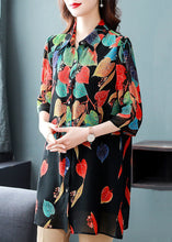 Load image into Gallery viewer, Style Black Button Print Patchwork Chiffon Shirt Tops Summer