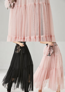 Style Black Embroidered Exra Large Hem Tulle Skirts Spring