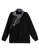 Load image into Gallery viewer, Style Black Embroidered Warm Fleece Tops Spring