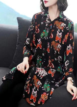 Load image into Gallery viewer, Style Black Peter Pan Collar Animal Print Patchwork Chiffon Shirts Summer