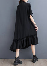 Load image into Gallery viewer, Style Black Ruffled Patchwork Cotton Shirt Dresses Summer