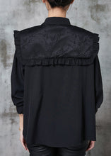 Load image into Gallery viewer, Style Black Tasseled Chinese Button Cotton Shirt Spring