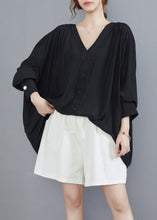 Load image into Gallery viewer, Style Black V Neck Oversized Cotton UPF 50+ Shirts Summer