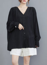 Load image into Gallery viewer, Style Black V Neck Oversized Cotton UPF 50+ Shirts Summer