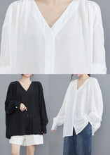 Load image into Gallery viewer, Style Black V Neck Oversized Cotton UPF 50+ Shirts Summer