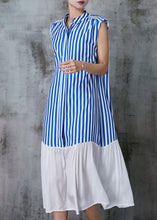 Load image into Gallery viewer, Style Blue Striped Patchwork Cotton Dress Sleeveless