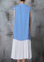 Load image into Gallery viewer, Style Blue Striped Patchwork Cotton Dress Sleeveless