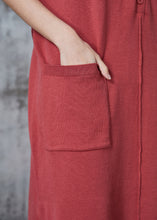 Load image into Gallery viewer, Style Brick Red Side Open Silm Fit Knit Dress Summer