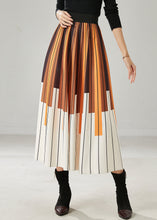 Load image into Gallery viewer, Style Brown Elastic Waist Striped Chiffon Skirt Summer