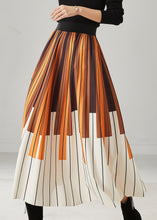 Load image into Gallery viewer, Style Brown Elastic Waist Striped Chiffon Skirt Summer