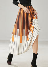 Load image into Gallery viewer, Style Brown Elastic Waist Striped Chiffon Skirt Summer