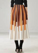 Load image into Gallery viewer, Style Brown Elastic Waist Striped Chiffon Skirt Summer