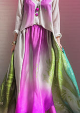 Load image into Gallery viewer, Style Colorblock V Neck Print Patchwork Silk Dresses Long Sleeve